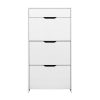 Shoe Cabinet 3 Tier Shoes Storage Drawer High Gloss White Rack Shelf