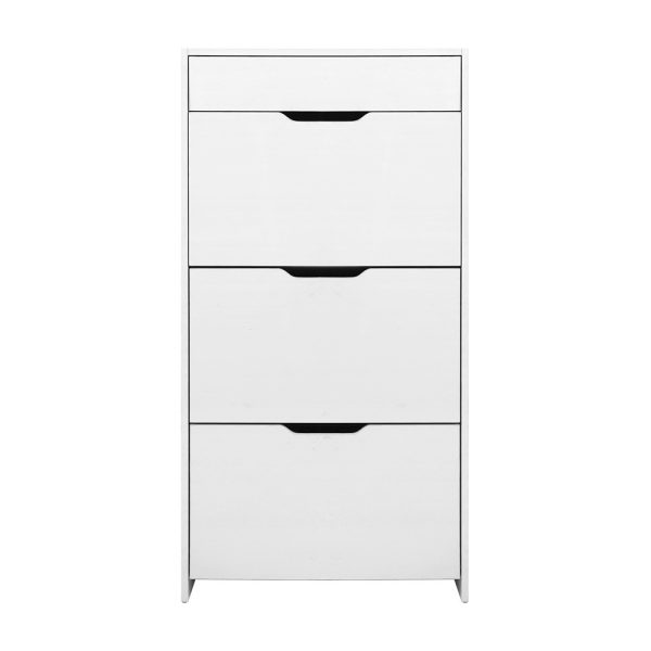 Shoe Cabinet 3 Tier Shoes Storage Drawer High Gloss White Rack Shelf