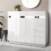 120cm Shoe Cabinet Shoes Storage Rack High Gloss Cupboard Drawers – White