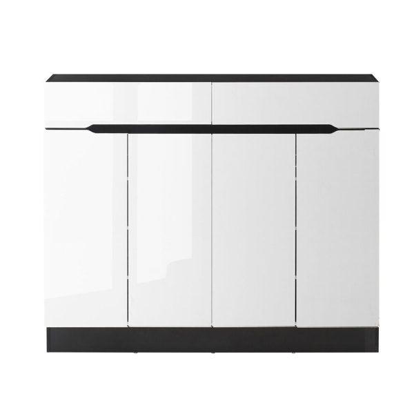 120cm Shoe Cabinet Shoes Storage Rack High Gloss Cupboard Drawers – White and Black