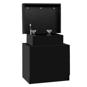 Chifley Bedside Tables 2 Drawers Side Table Storage Nightstand Bedroom Wood – Black