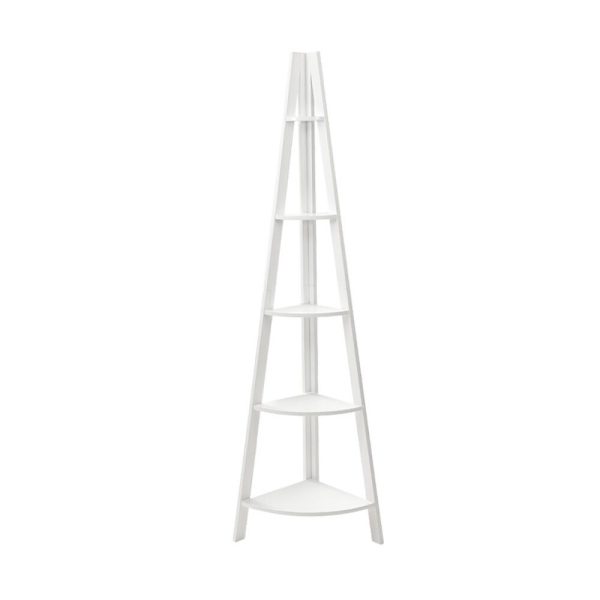 Bookshelf Corner Shelf 5 Tiers – CANE White