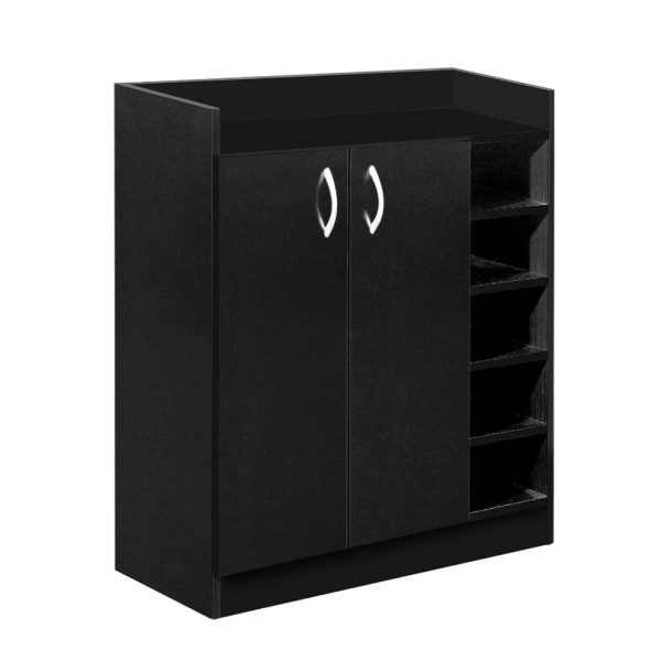 2 Doors Shoe Cabinet Storage Cupboard – Black