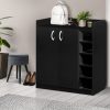 2 Doors Shoe Cabinet Storage Cupboard – Black