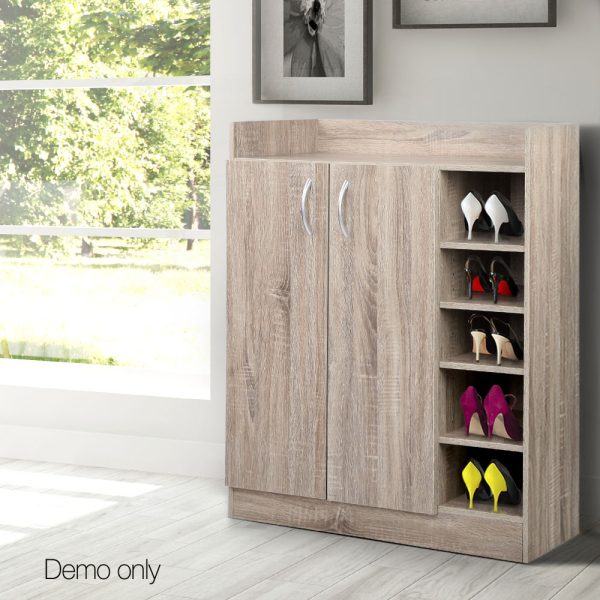 2 Doors Shoe Cabinet Storage Cupboard – Oak