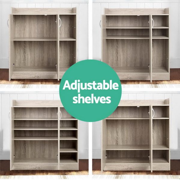 2 Doors Shoe Cabinet Storage Cupboard – Oak