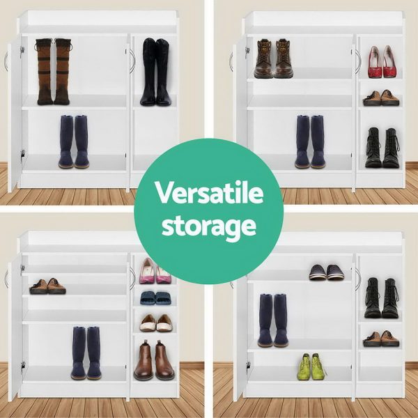 2 Doors Shoe Cabinet Storage Cupboard – White