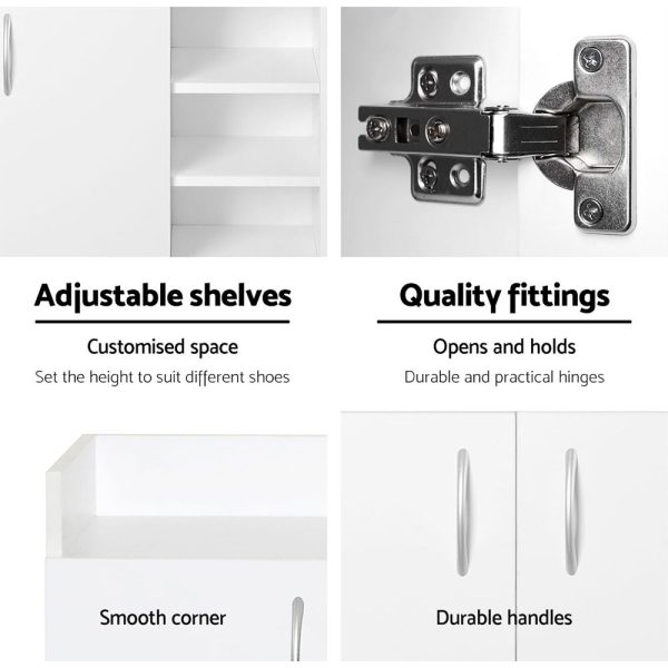 2 Doors Shoe Cabinet Storage Cupboard – White