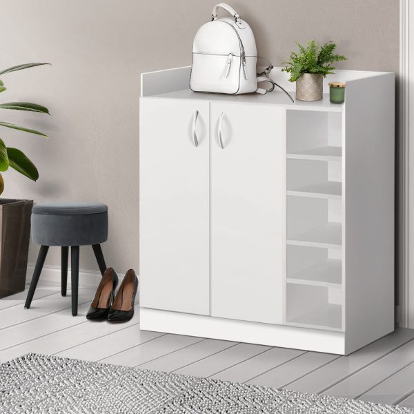 2 Doors Shoe Cabinet Storage Cupboard – White