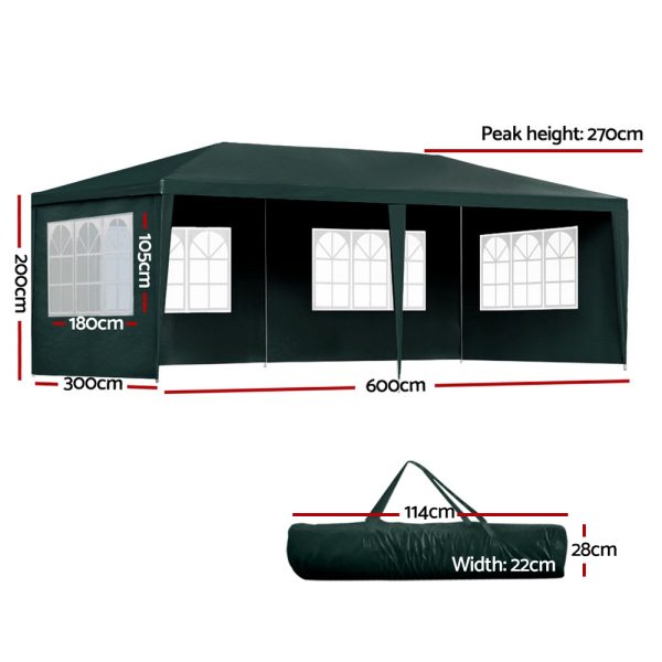 Gazebo 3×6 Outdoor Marquee Side Wall Party Wedding Tent Camping – Green