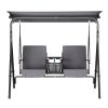 Outdoor Swing Chair Garden Furniture Canopy Cup Holder 2 Seater Grey