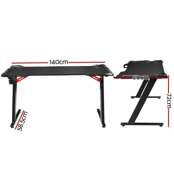 Gaming Desk Computer Desks LED Light 140CM