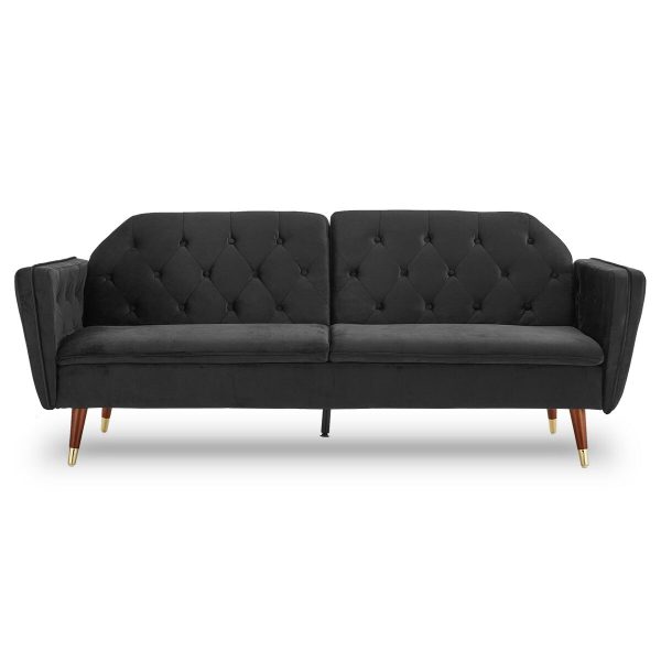 Perkiomen Faux Velvet Tufted Sofa Bed Couch Futon