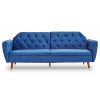 Perkiomen Faux Velvet Tufted Sofa Bed Couch Futon