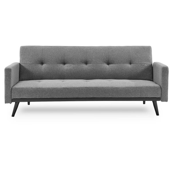 Harwich Tufted Faux Linen 3-Seater Sofa Bed with Armrests