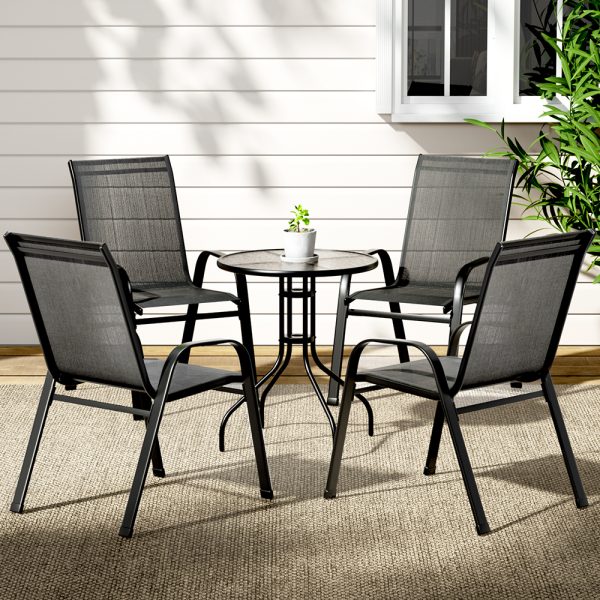 Outdoor Furniture Table and chairs Stackable Bistro Set Patio Coffee