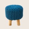 Kids Hand Knitted Cotton Braided Foot Rest Sitting Stool Ottoman