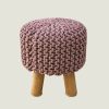 Kids Hand Knitted Cotton Braided Foot Rest Sitting Stool Ottoman