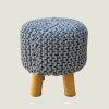 Kids Hand Knitted Cotton Braided Foot Rest Sitting Stool Ottoman