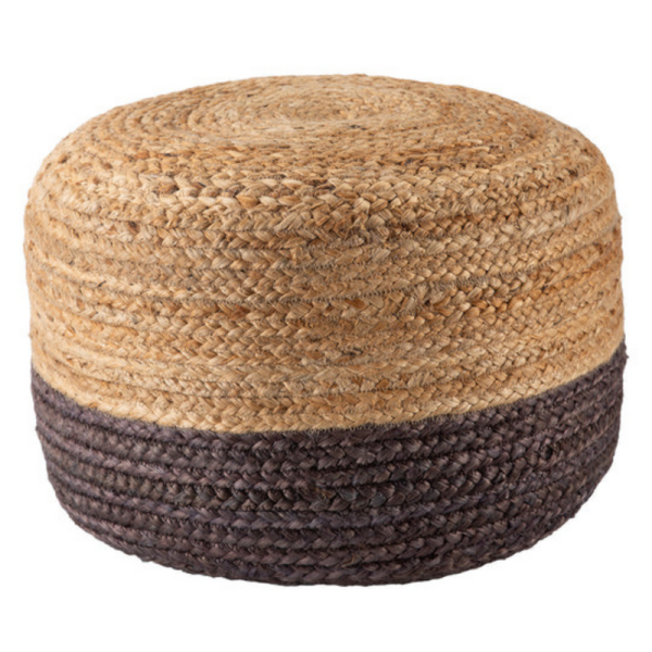 Ombre Hand Braided Jute Cotton Pouf Ottoman 50 x 35 cm