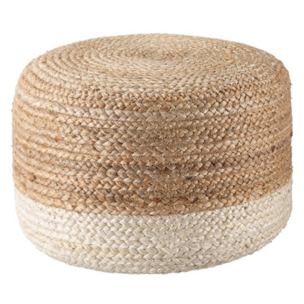 Ombre Hand Braided Jute Cotton Pouf Ottoman 50 x 35 cm