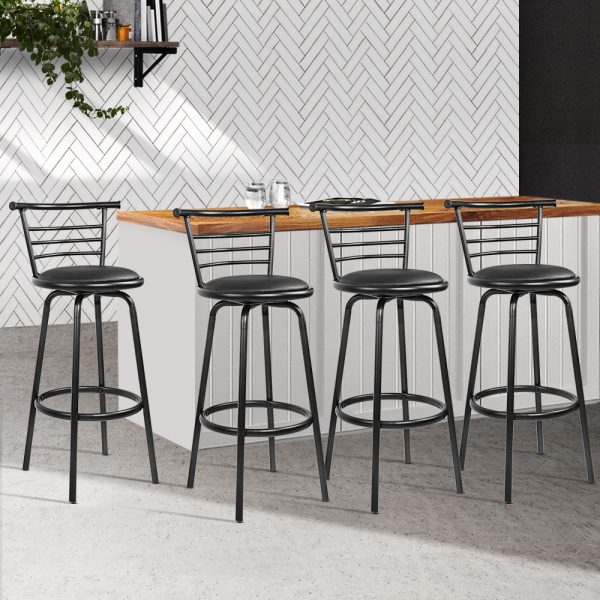 PU Leather Bar Stools – Black and Steel