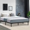 Metal Bed Frame Mattress Base Platform Wooden Black TED