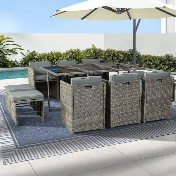 11 Piece PE Wicker Outdoor Dining Set