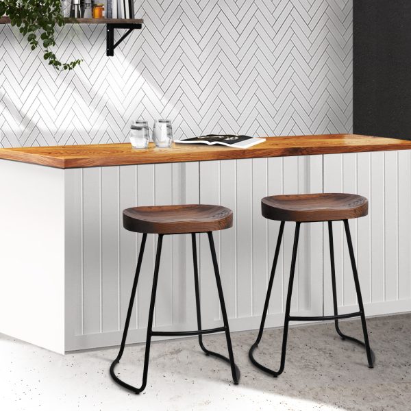 Backless Elm Wood Bar Stools