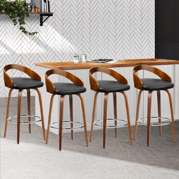 Walnut Wood Bar Stools – Black and Brown