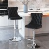 2x Height Adjustable Swivel Bar Stool Velvet Studs Barstool with Footrest and Chromed Base