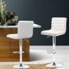 Set of 2 PU Leather Bar Stools Padded Line Style