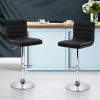 Set of 2 PU Leather Bar Stools Padded Line Style