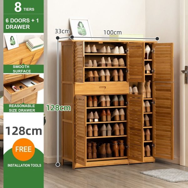 Bamboo Large Capacity Storage Shelf Shoe Rack Cabinet