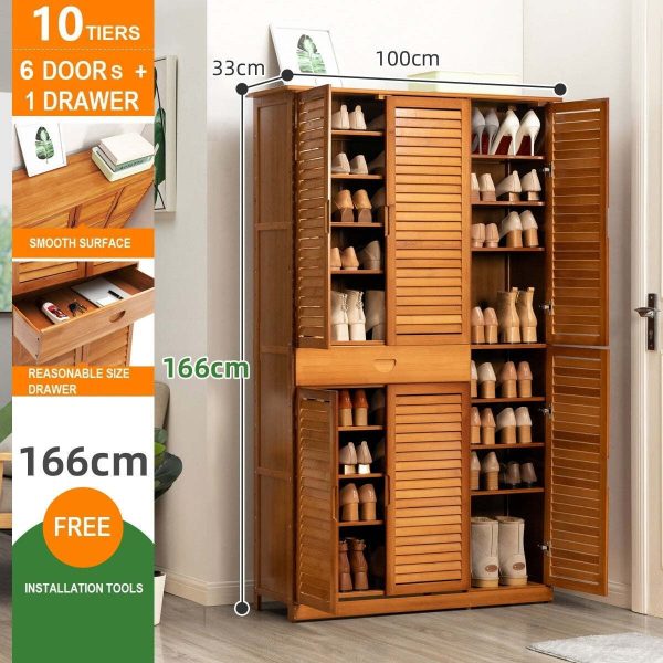Bamboo Large Capacity Storage Shelf Shoe Rack Cabinet