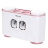Ecoco Wall-Mounted Toothbrush Holder with 2 Toothpaste Dispensers 4 Cups and 5 Toothbrush Slots Toiletries Bathroom Storage Rack