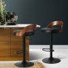 Set of 2 Bar Stools Kitchen Gas Lift Wooden Stool Metal Barstools Swivel