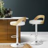 Set of 2 Bar Stools Kitchen Gas Lift Wooden Stool Metal Barstools Swivel