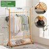Portable Coat Stand Rack Rail Clothes Hat Garment Hanger Hook with Shelf Bamboo 9 Hook