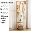 Bamboo Clothes Coat Rack Garment Stand Shelf Tree Hanger Bag Hat Hook Holder