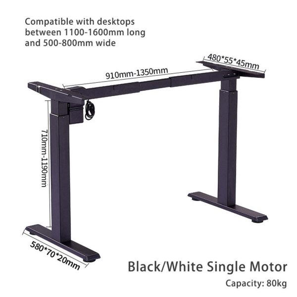 Standing Desk Height Adjustable Sit Stand Motorised Black Dual Motors Frame