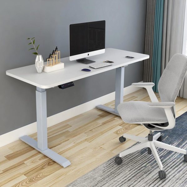 Standing Desk Height Adjustable Sit Grey Stand Motorised Dual Motors Frame