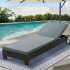 Sun Lounge Wicker Lounger Day Bed Wheel Patio Outdoor Furniture Setting