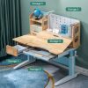 Solid Rubber Wood Height Adjustable Children Kids Ergonomic Blue Study Desk Only