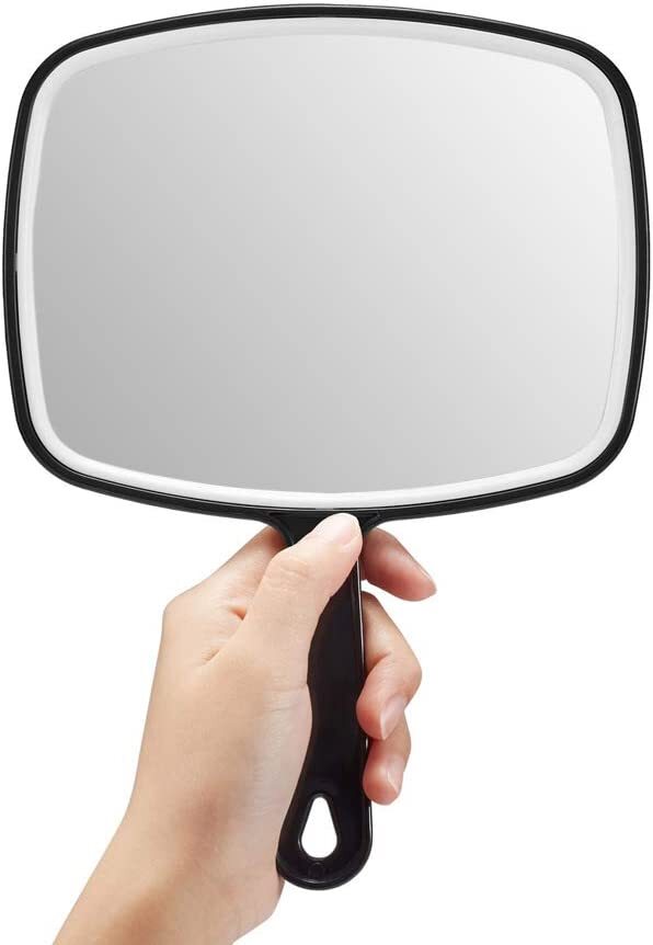 Extra Large Black Handheld Mirror with Handle