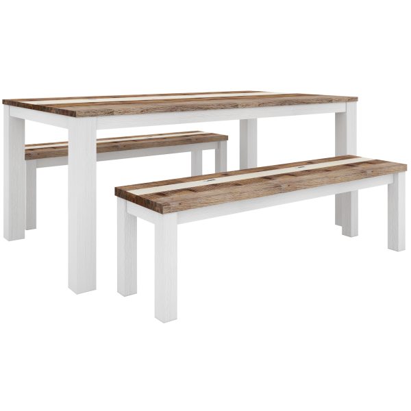 3pc Dining Set Table Bench Solid Acacia Timber – Multi Color