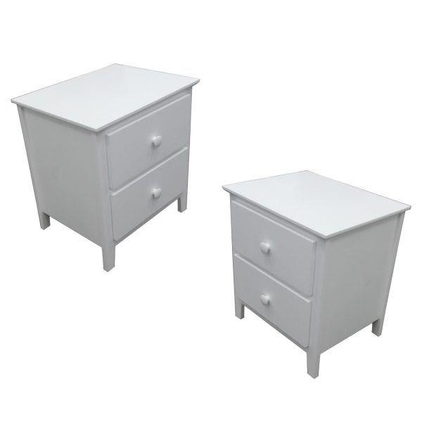 Mimili Bedside Nightstand  Drawers Storage Cabinet Shelf Side Table – White