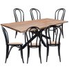 Lantana 7pc Dining Table 6 Black Chair Set Live Edge Acacia Wood