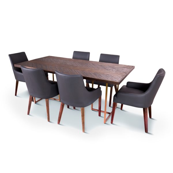 Tuberose 7pc Dining Set 180cm Table 6 Chair Solid Acacia Wood Timber