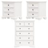 Hucclecote Bedside Table 3 Drawers Storage Cabinet Nightstand End Tables – White